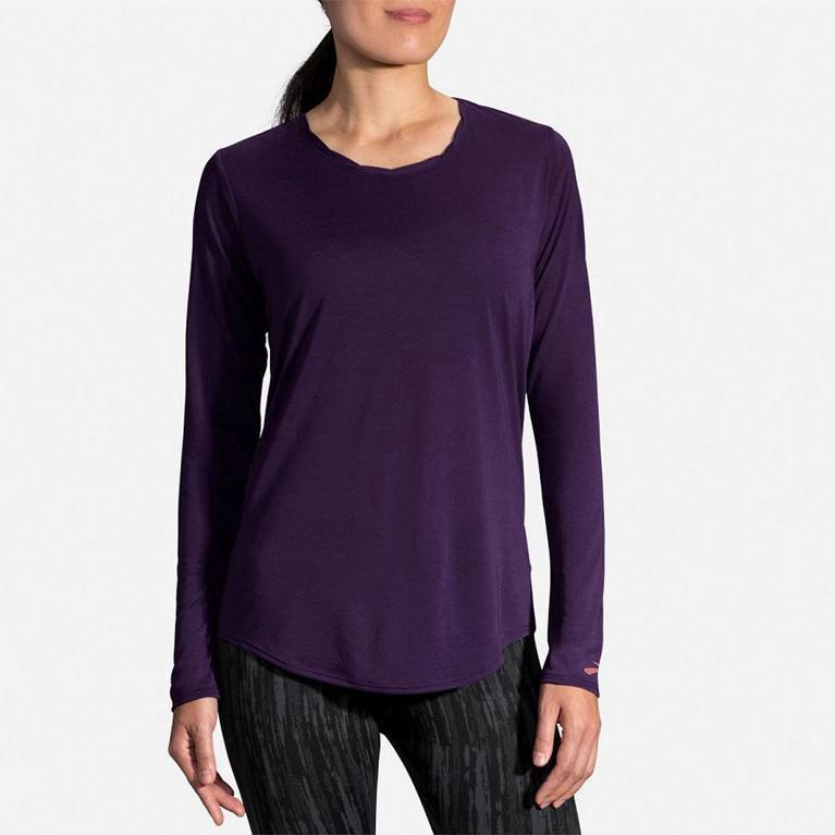 Brooks Distance Long Sleeve Running Shirt - Women's - Purple (71543-CFHB)